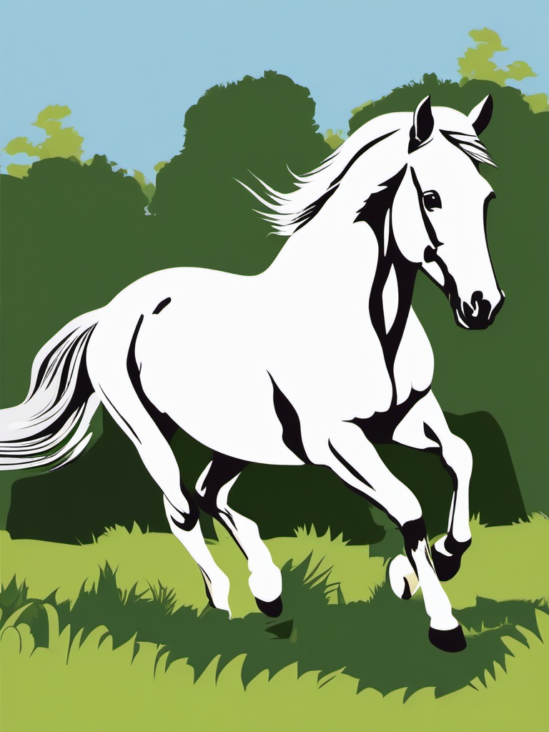 Colt clipart - Energetic colt running in the pasture, ,vector color clipart,minimal