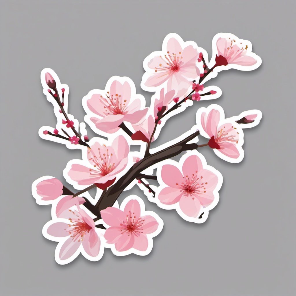 Cherry blossom falling sticker, Blossoming , sticker vector art, minimalist design