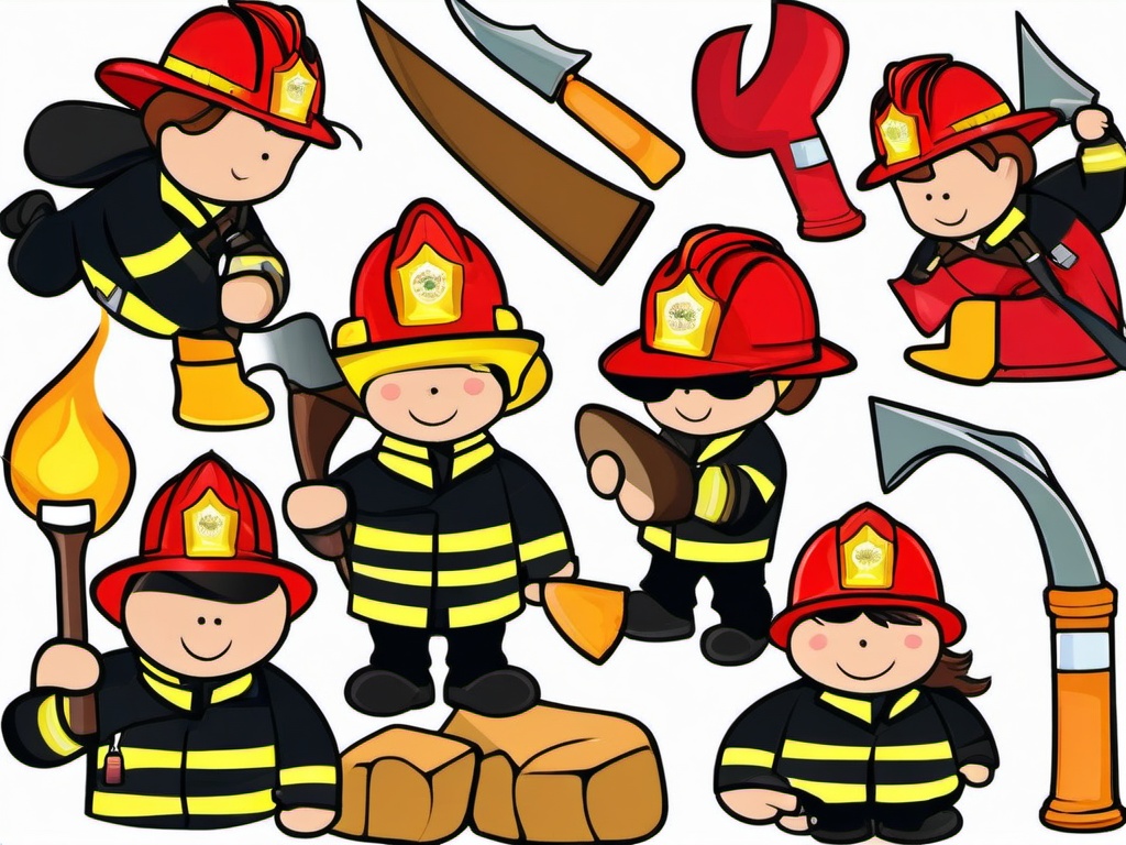 Fire Fighter clipart - firefighters with axes  vector clipart