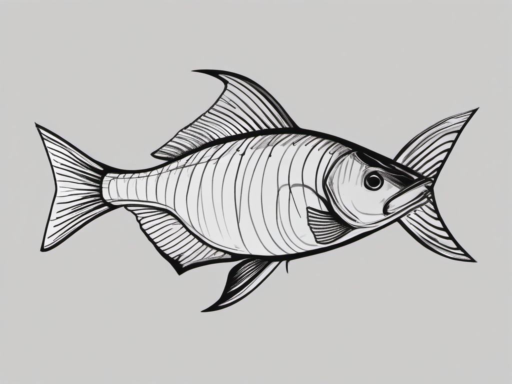 drawing of scad fish  minimal rough sketch scribbles,doodles,black and white