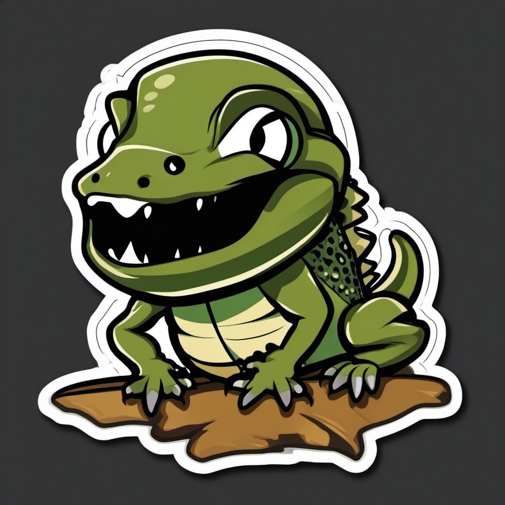 Helmeted Gecko cartoon - small, nocturnal gecko with a “helmeted” head  cartoon sticker style