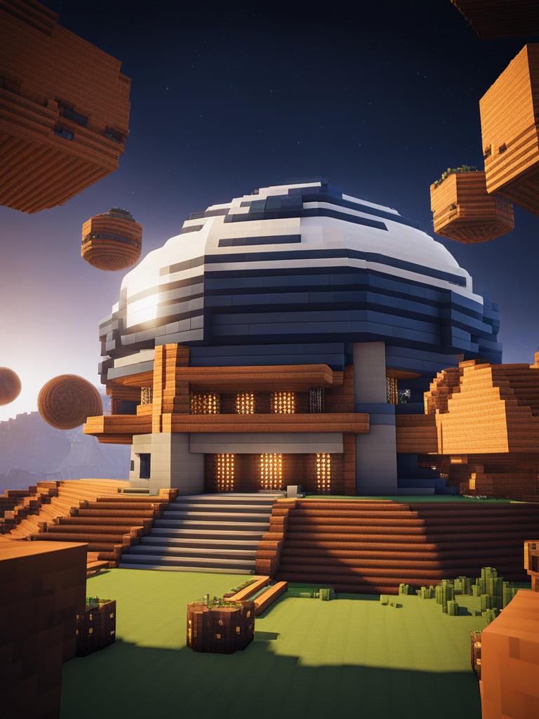 interplanetary research station studying distant galaxies - minecraft house design ideas minecraft block style