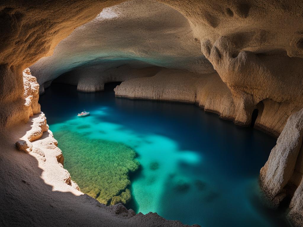 levanzo's hidden caves - create an artwork that conveys the wonder of levanzo's hidden sea caves, with their mesmerizing beauty. 