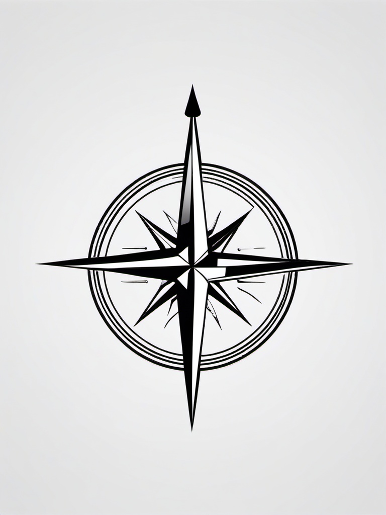 Simple Compass Tattoo Design - Basic and straightforward compass design.  simple vector tattoo,minimalist,white background