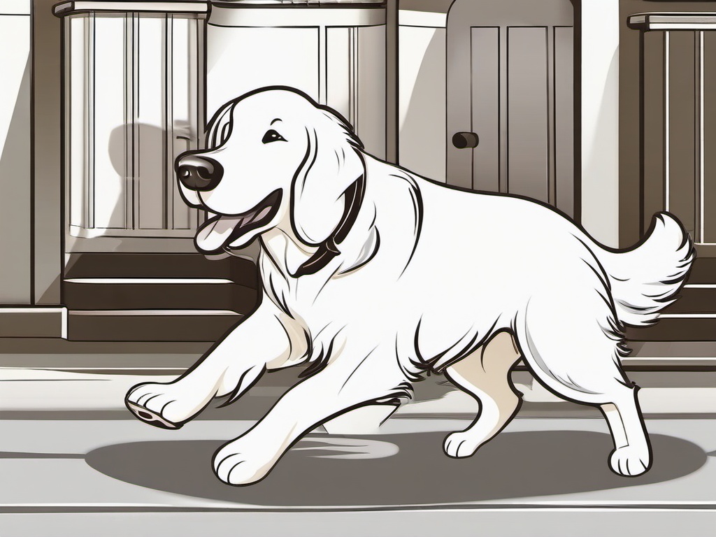 Golden Retriever Cartoon - Cartoon of golden retriever playing  