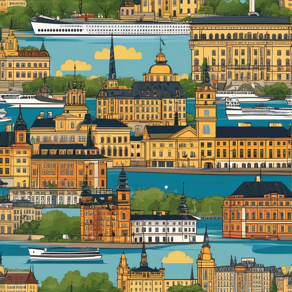 Stockholm clipart - Stockholm Palace and city islands, ,color clipart vector style