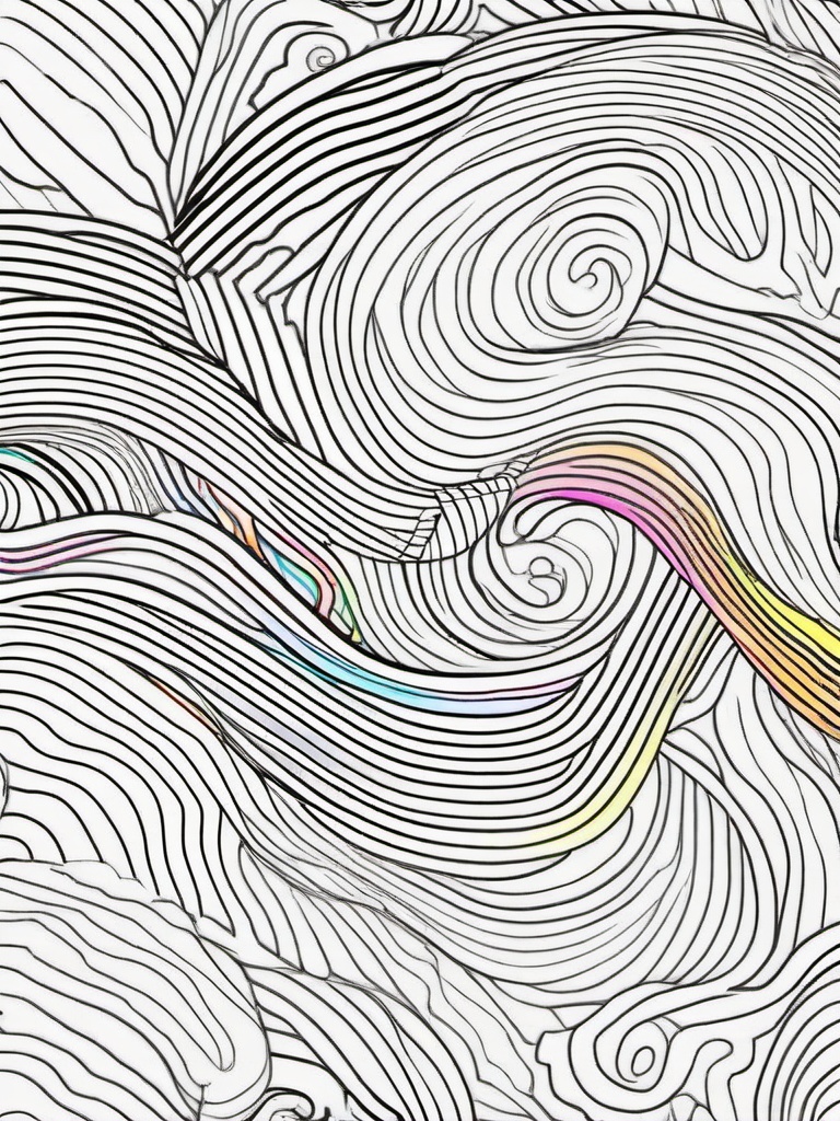 Rainbow Coloring Page - Rainbow with swirls and curvy lines.  easy,simple,minimal,coloring pages,black and white outline