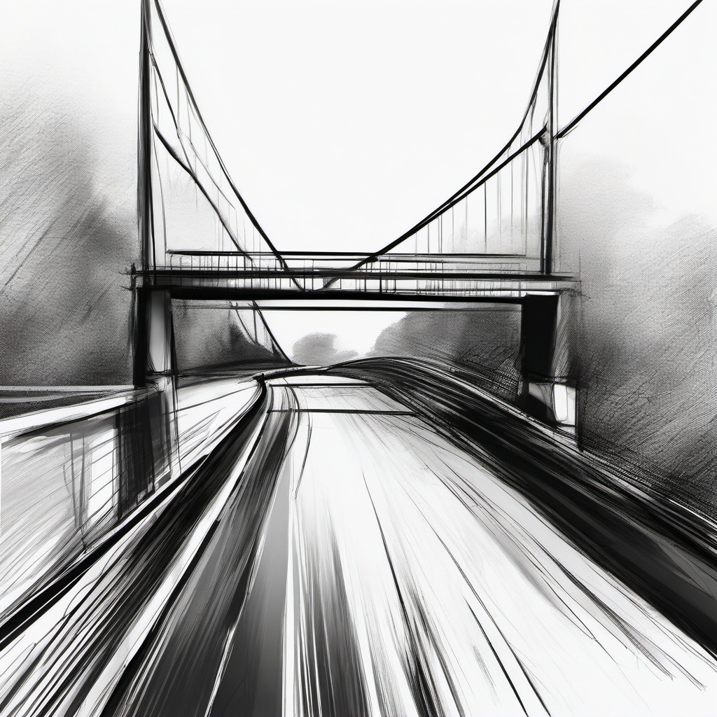 sketch of a bridge  minimal rough sketch scribbles,doodles,black and white