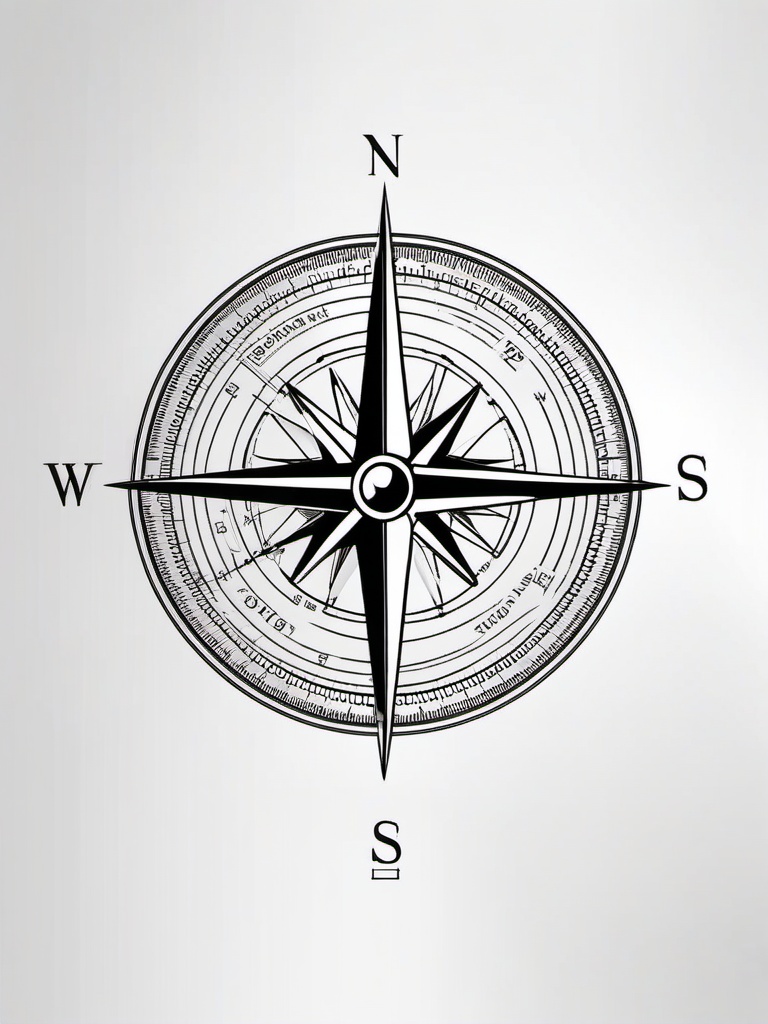 Compass Tattoo with Coordinates - Compass tattoo featuring specific coordinates.  simple vector tattoo,minimalist,white background