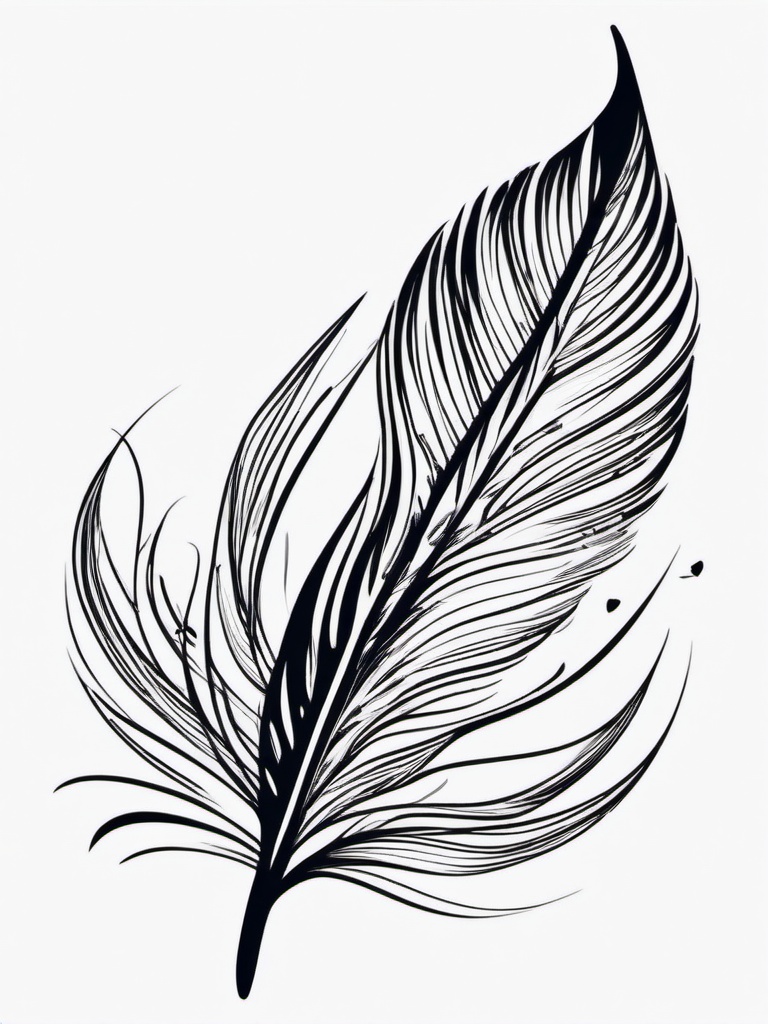 Feather Into Bird Tattoo - Feather design transitioning into bird motifs.  simple vector tattoo,minimalist,white background