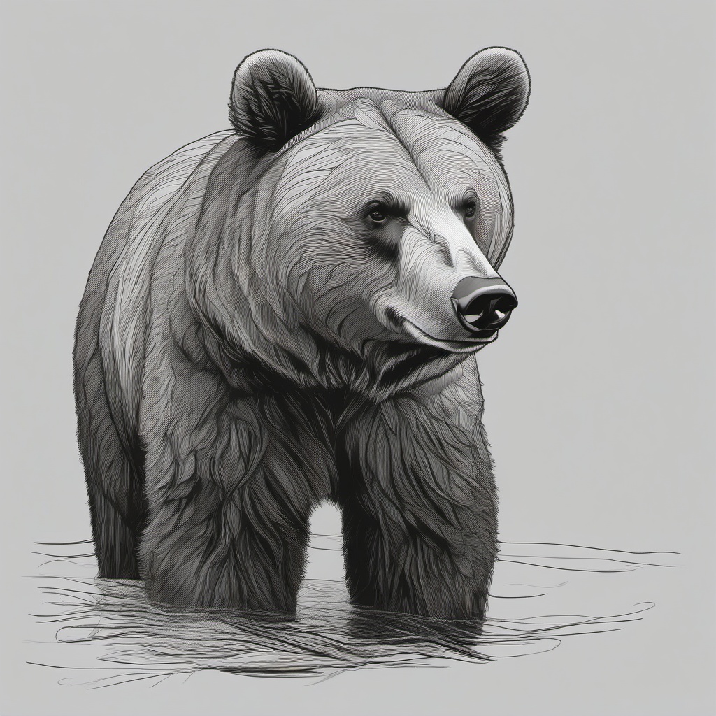 drawing of a coastal brown bear  minimal rough sketch scribbles,doodles,black and white