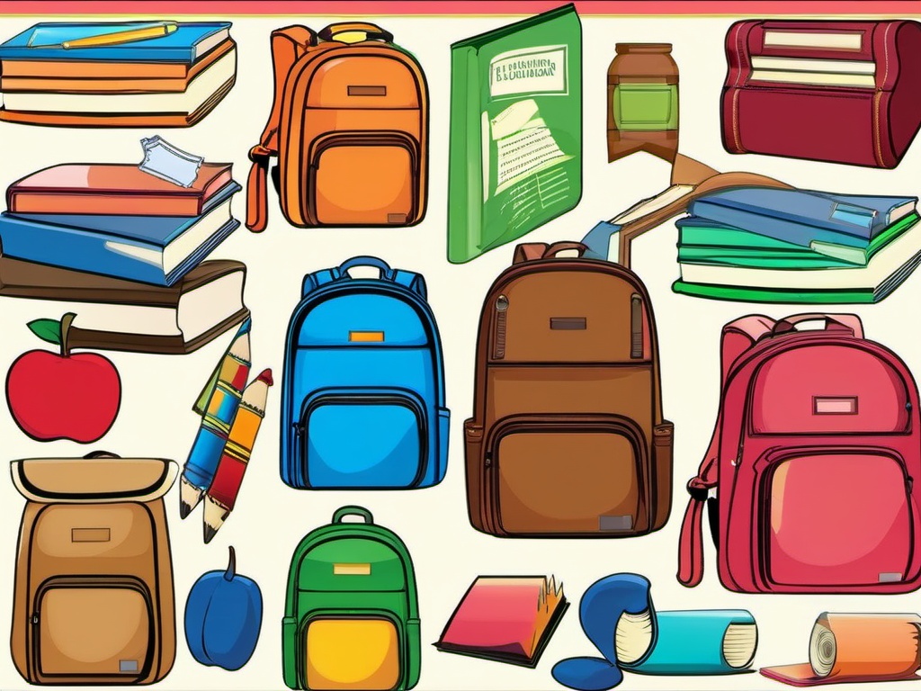 Backpack clipart - backpack with books  clipart