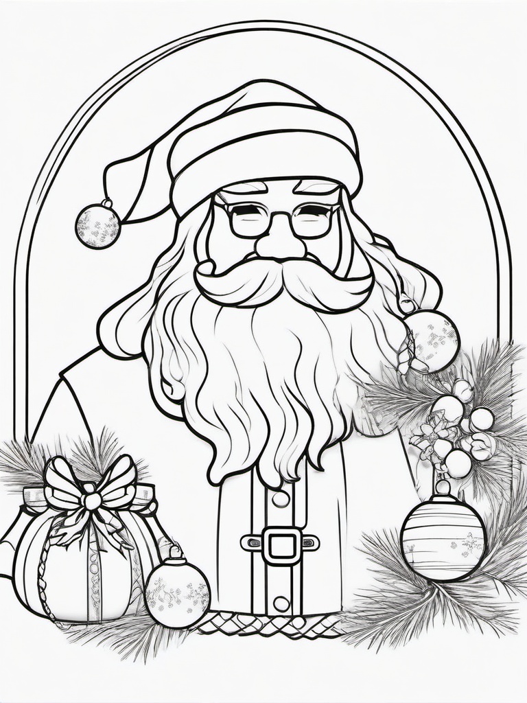 Santa with Christmas Bell Coloring Pages - Ringing in the Christmas Cheer  minimal black outline printable sheet, coloring page