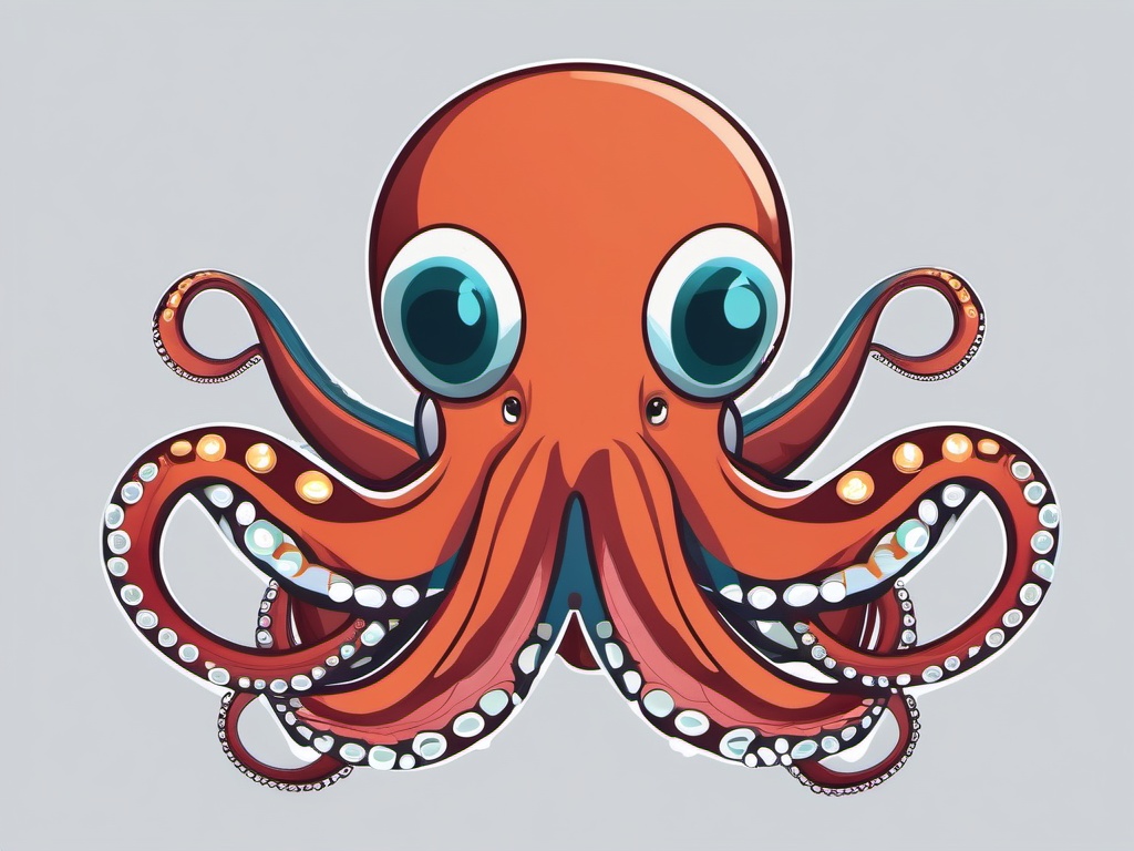 Deep-Sea Octopus Clip Art - A deep-sea octopus with large, expressive eyes,  color vector clipart, minimal style