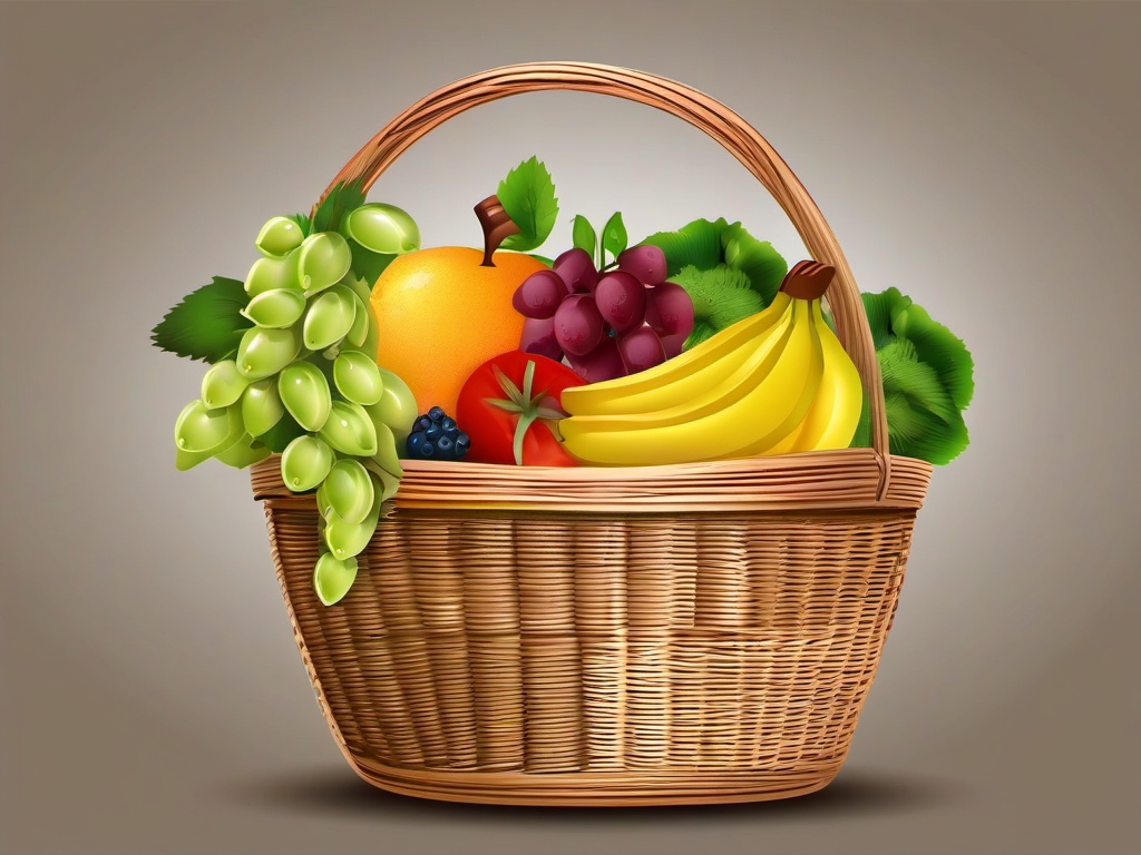 Fruit clipart - fruit basket overflowing with fresh produce  