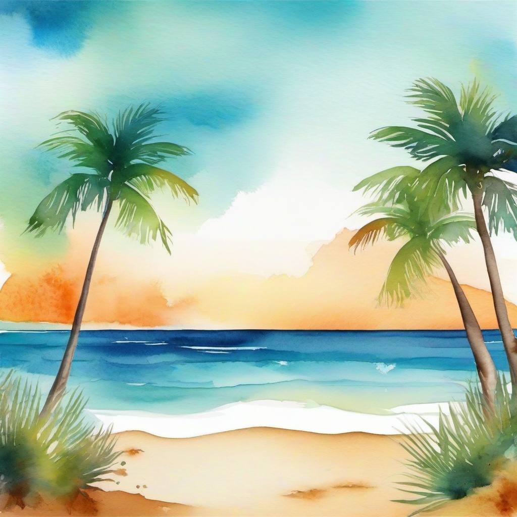 Beach background - watercolor beach background  