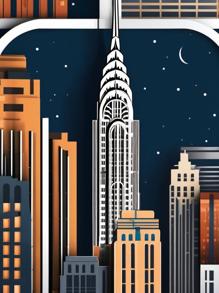 Chrysler Building sticker- Art Deco skyscraper in Midtown Manhattan, , sticker vector art, minimalist design