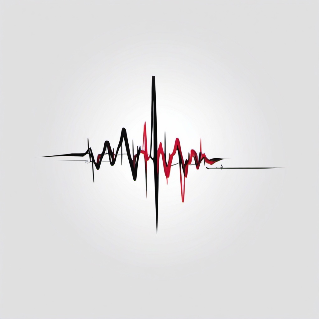 EKG Line Tattoo - Capture the medical essence with a tattoo inspired by the EKG line, symbolizing a heartbeat's visual representation.  simple vector color tattoo,minimal,white background