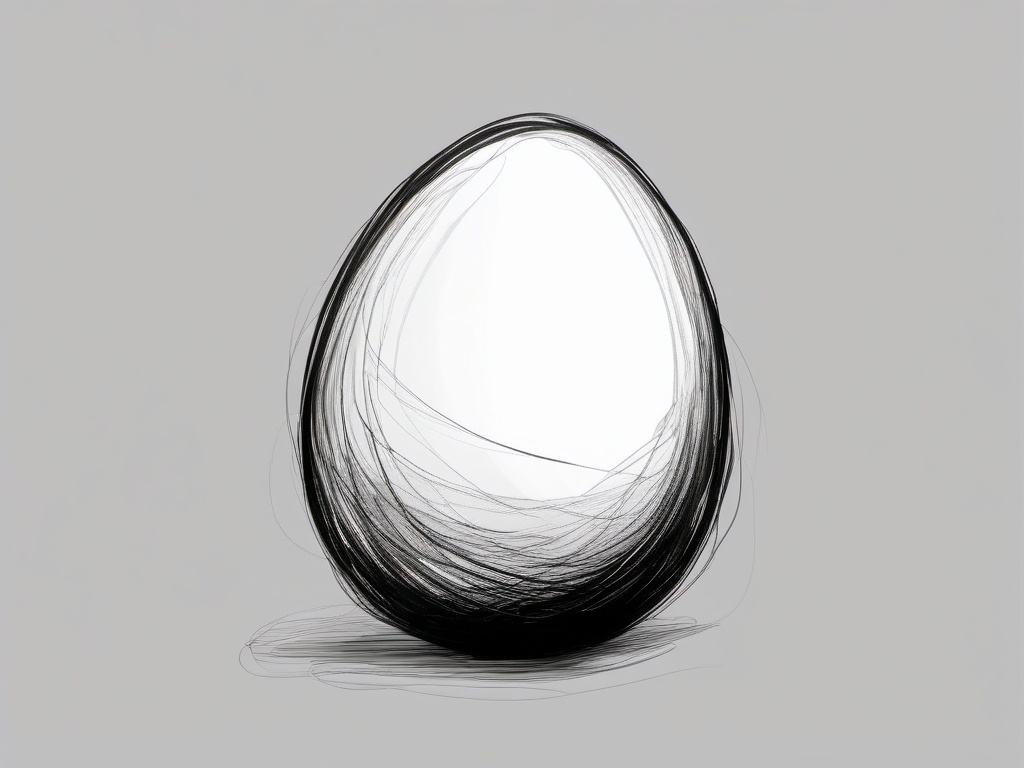 sketch of an egg  minimal rough sketch scribbles,doodles,black and white