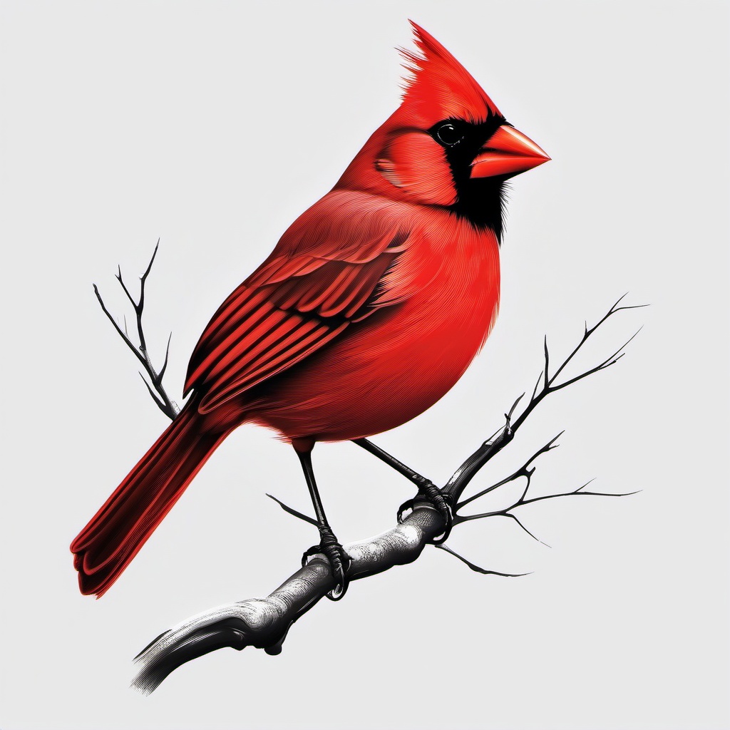 Cardinal Bird Tattoo - Cardinal tattoo with symbolism  minimal tattoo design, white background