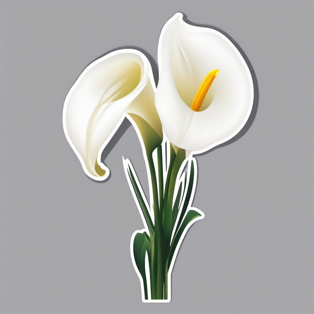 Calla Lily Sticker - Capture the sculptural elegance of calla lilies with this graceful sticker, , sticker vector art, minimalist design