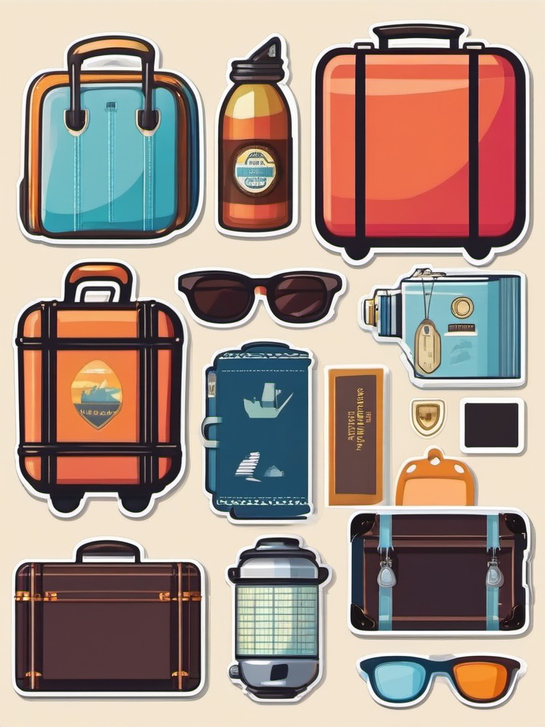 Travel Suitcase Sticker - Jetsetter's essentials, ,vector color sticker art,minimal