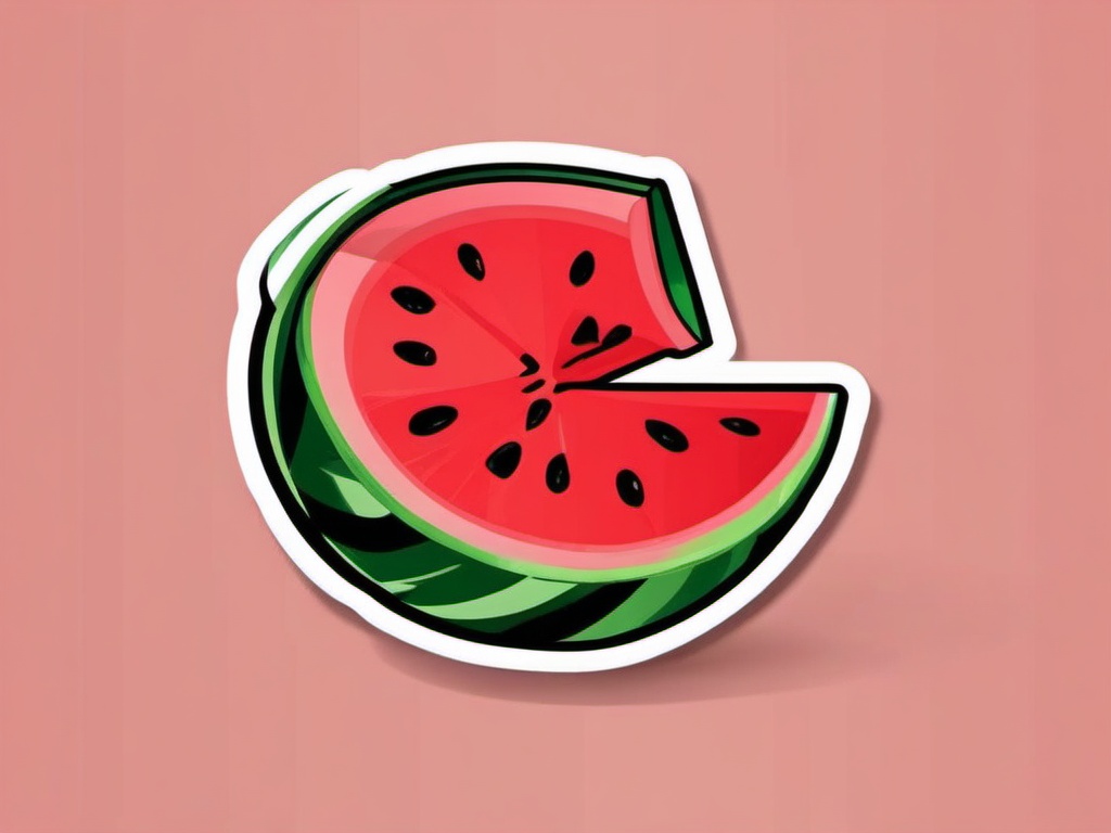 Watermelon Sticker - Refreshing and sweet, a watermelon-themed treat to cool off, , sticker vector art, minimalist design