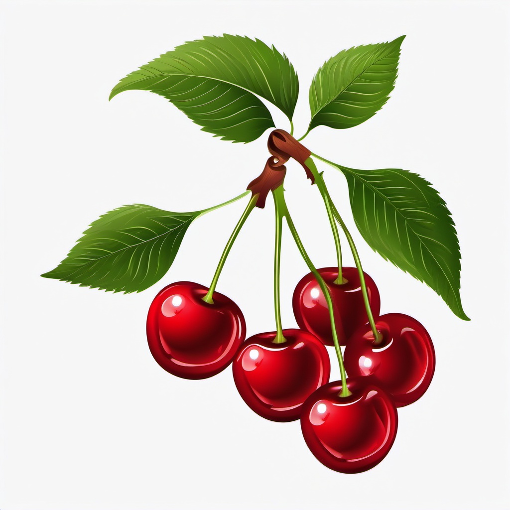 Bright red cherries on a white background clipart.  vector style illustration, white background