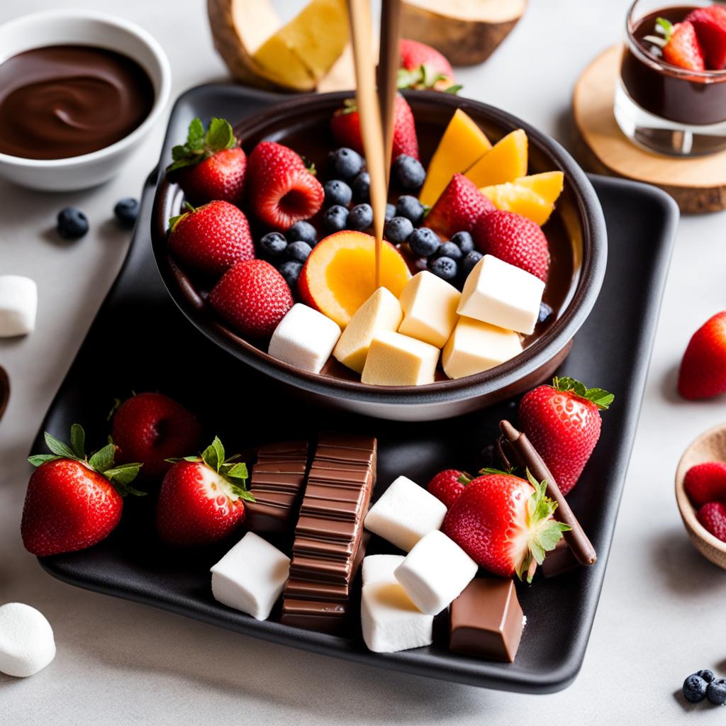 chocolate fondue, melted chocolate for dipping fruit, marshmallows, and more. 