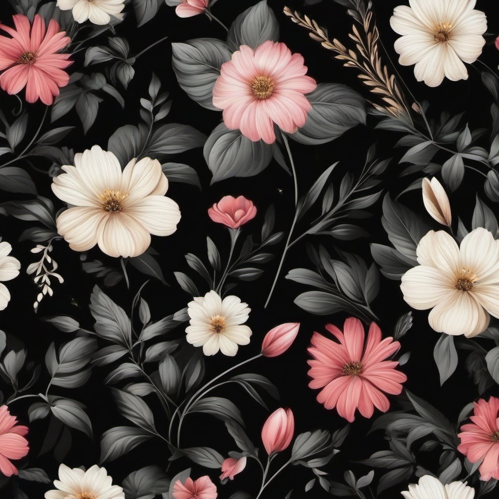 black wallpaper with flowers  