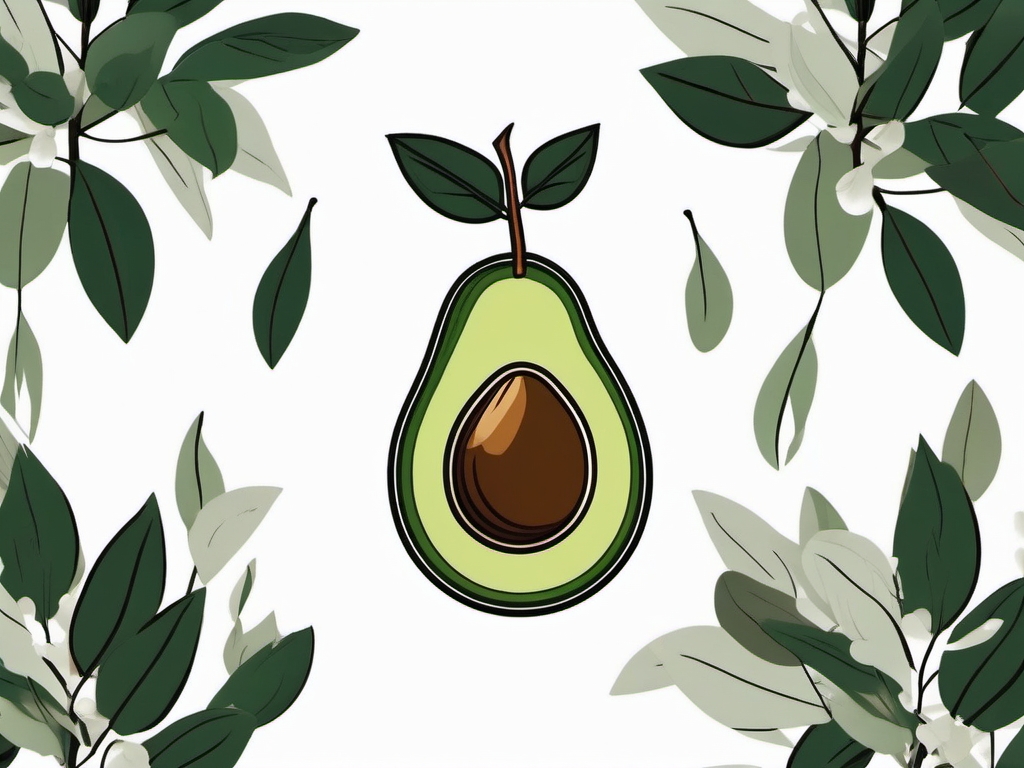 Avocado pit tattoo. Symbol of growth within.  color tattoo style, minimalist design,white background