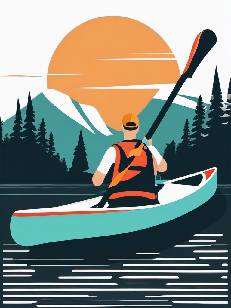 Canoe Paddle Adventure Clipart - A paddle for a canoe adventure.  color vector clipart, minimal style