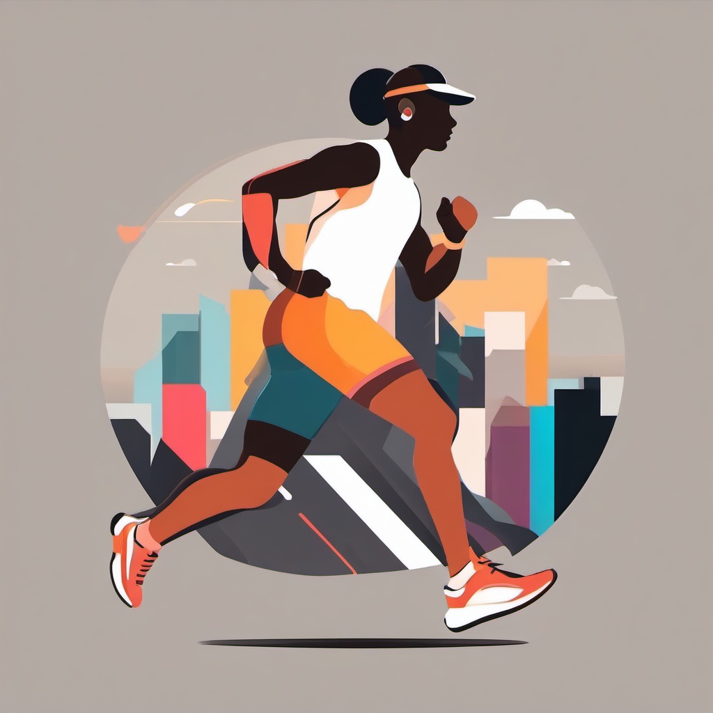 Runner clipart - runner jogging with a smartwatch tracking  color,minimalist,vector clipart