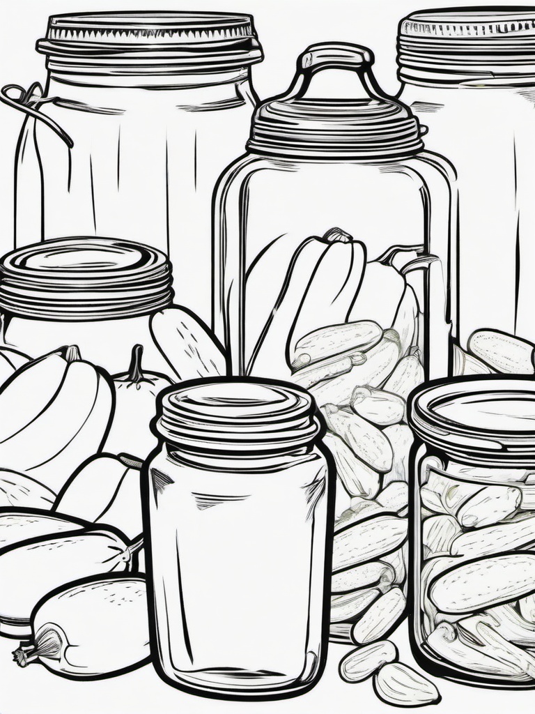 Food Coloring Pages - Pickle jar with whole pickles  simple coloring pages