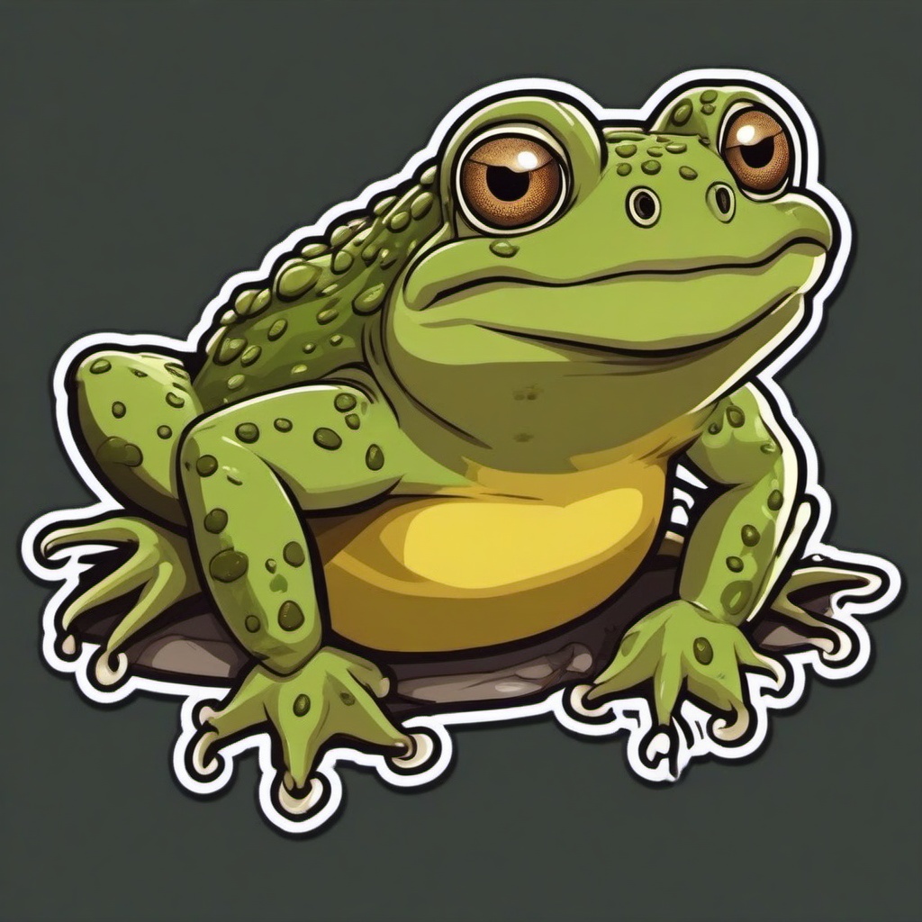 Toad cartoon - warty amphibian with a croak  cartoon sticker style