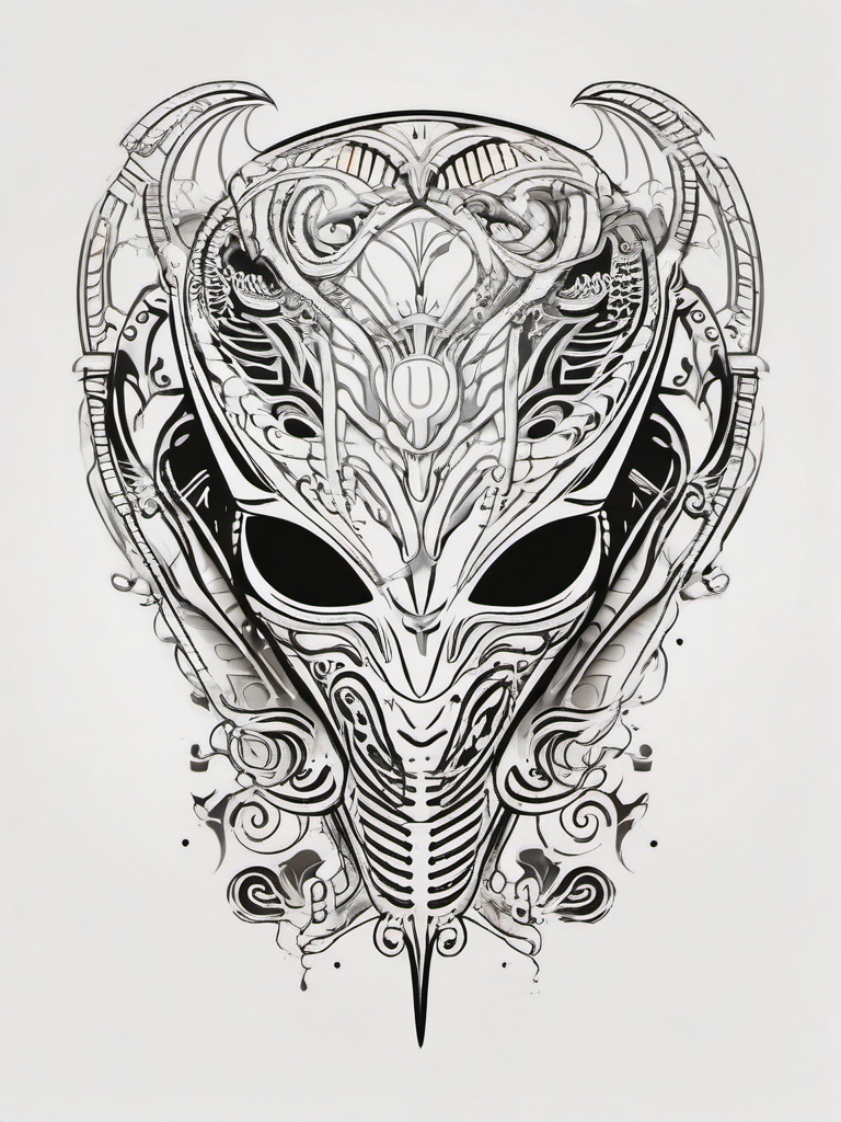 Alientattoos - Express your fascination with aliens through a variety of alien-themed tattoos.  simple color tattoo,vector style,white background