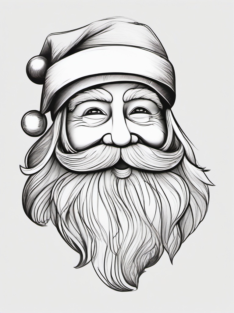 drawing of christmas santa  minimal rough sketch scribbles,doodles,black and white