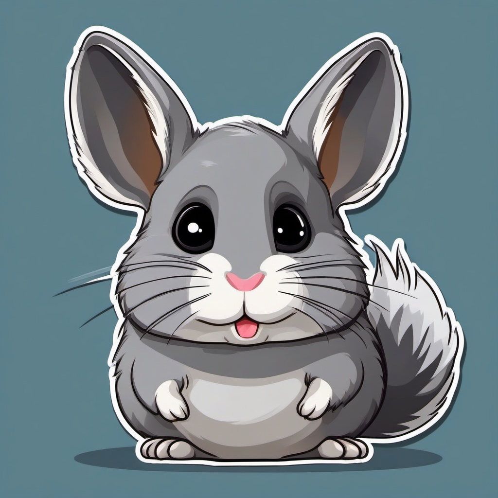 Chinchilla cartoon - small, fluffy rodent sometimes raised for fur  cartoon sticker style