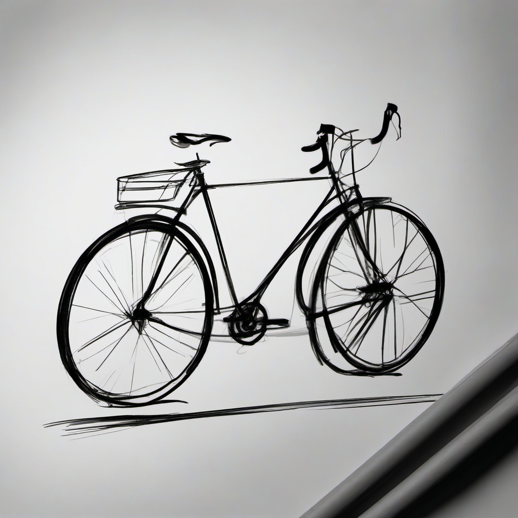 sketch of a bicycle  minimal rough sketch scribbles,doodles,black and white