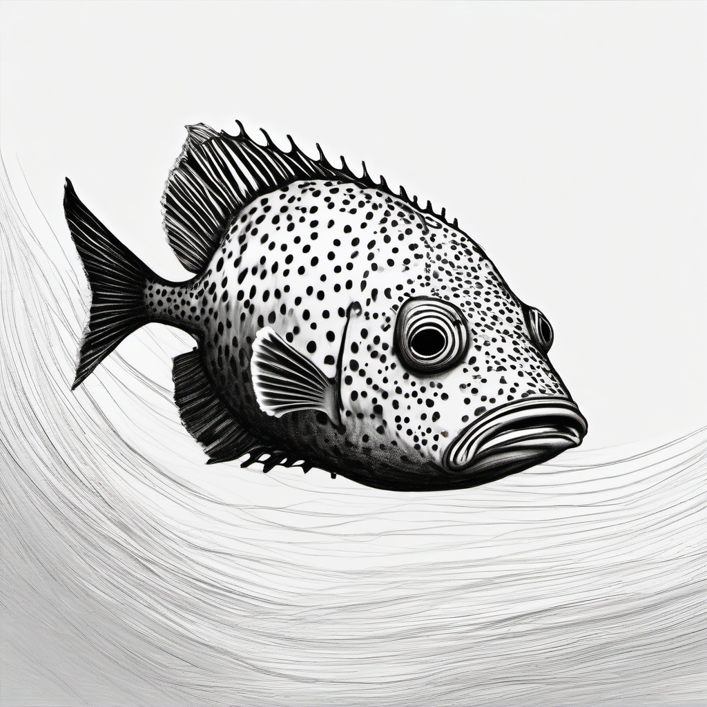 drawing of boxfish  minimal rough sketch scribbles,doodles,black and white