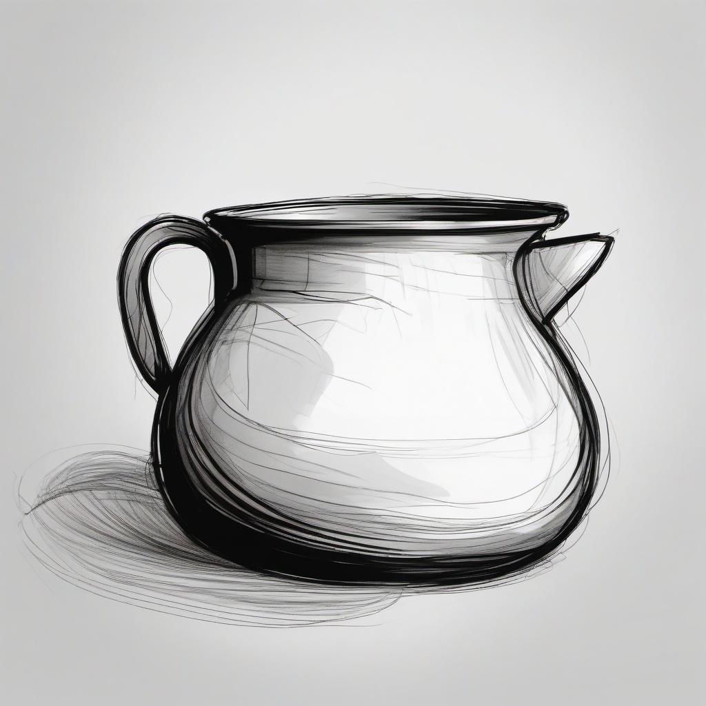 sketch of a pot  minimal rough sketch scribbles,doodles,black and white