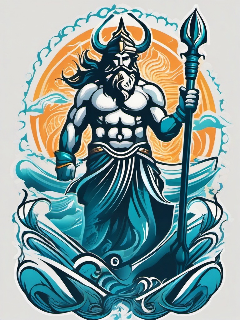 Poseidon Trident Tattoos-Bold and dynamic tattoo featuring Poseidon's trident, capturing themes of the sea and power.  simple color vector tattoo