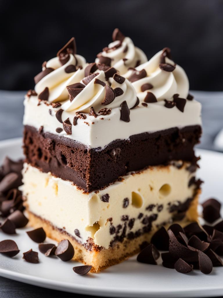 stracciatella gelato cake with chocolate flakes, indulged at an italian gelateria. 