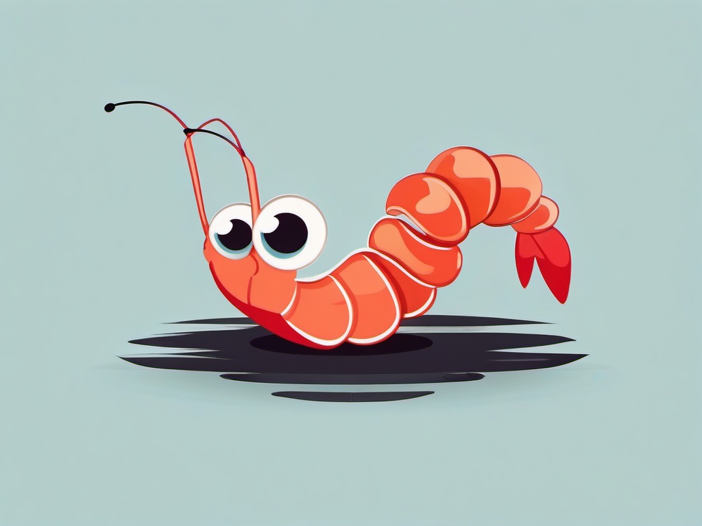 Shrimp cartoon  minimal, white background