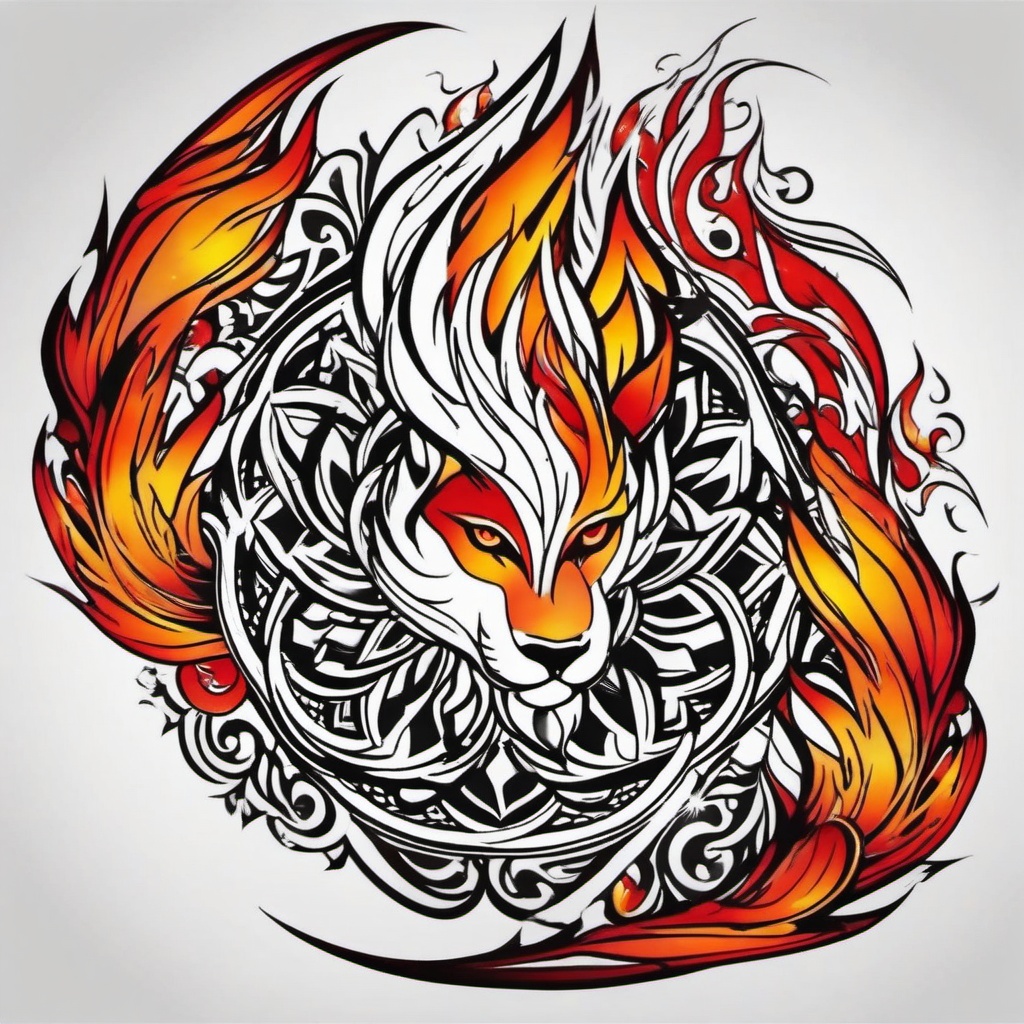 fire around wrist tattoo  simple color tattoo,white background