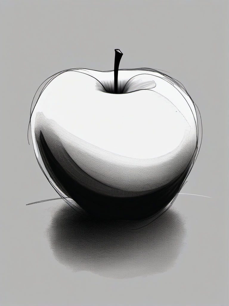 sketch of a apple  minimal rough sketch scribbles,doodles,black and white