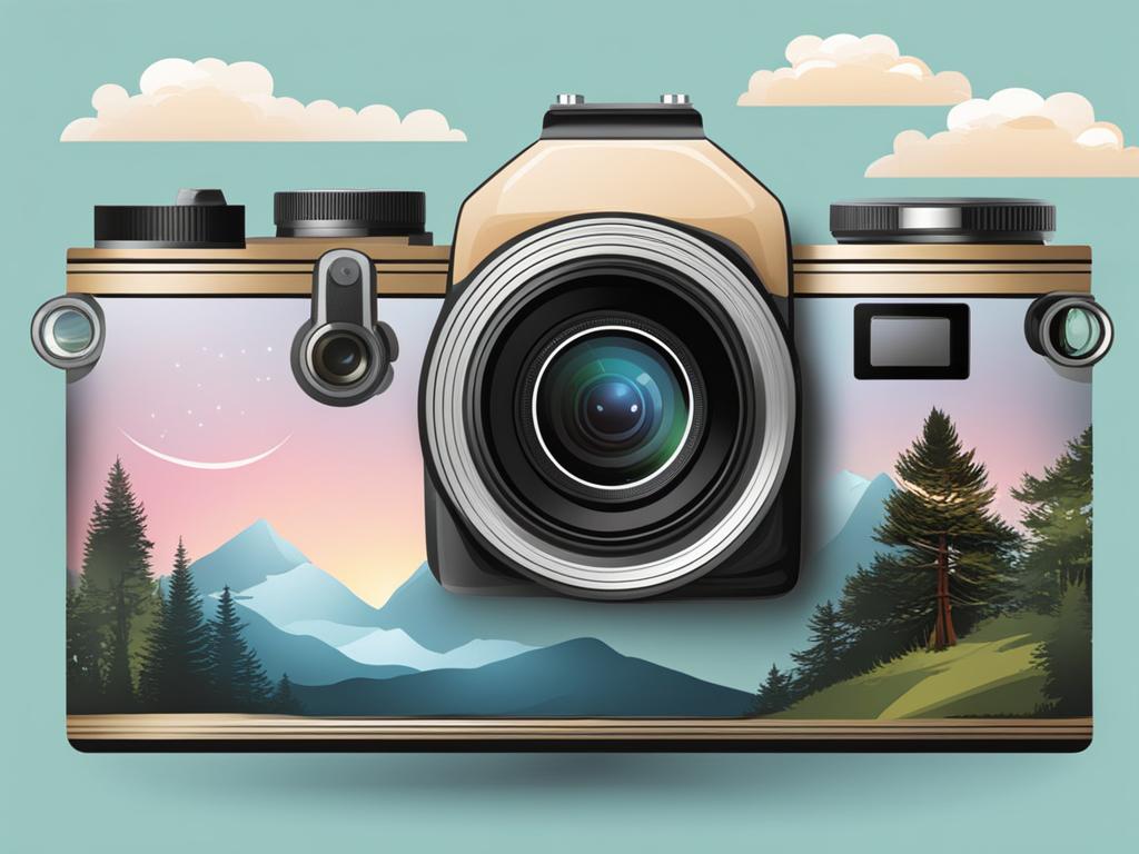 camera clip art,capturing magical moments in a scenic landscape 