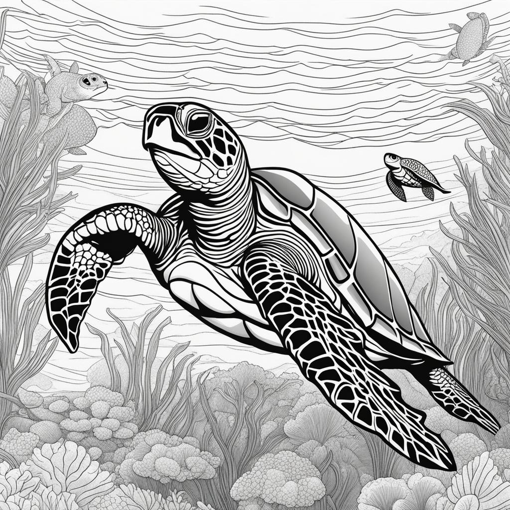 green sea turtles cute animals coloring page 