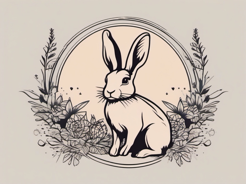 rabbit small tattoo  minimalist color tattoo, vector