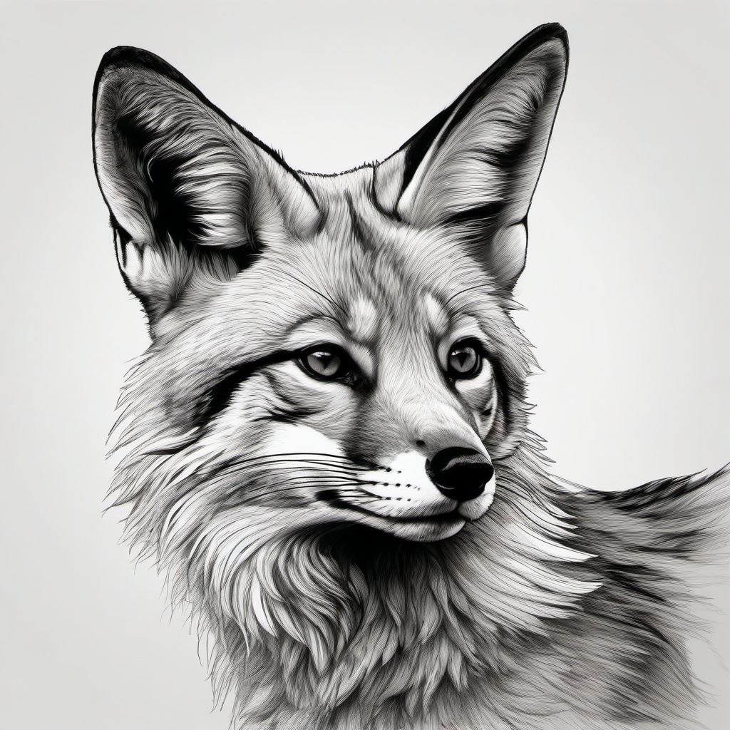 drawing of a Bengal fox  minimal rough sketch scribbles,doodles,black and white